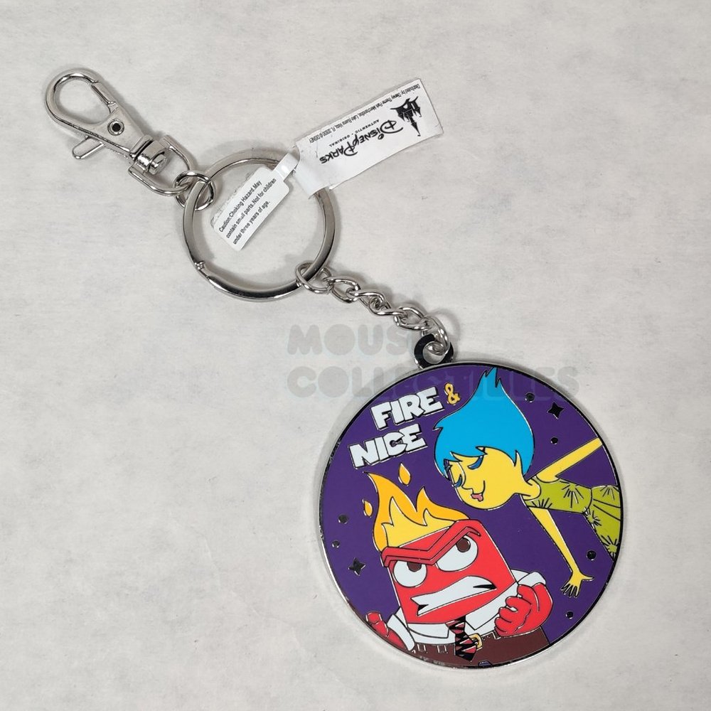 Disney Parks Pixar Fest Inside Out Keychain Anger Joy Fire & Nice Disneyland
